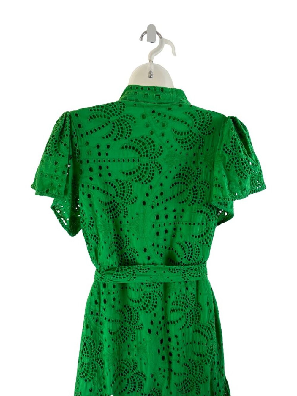 Ciebon Anthropologie Green Eyelet Lace Palm Midi Dress Size Large - Picture 9 of 15